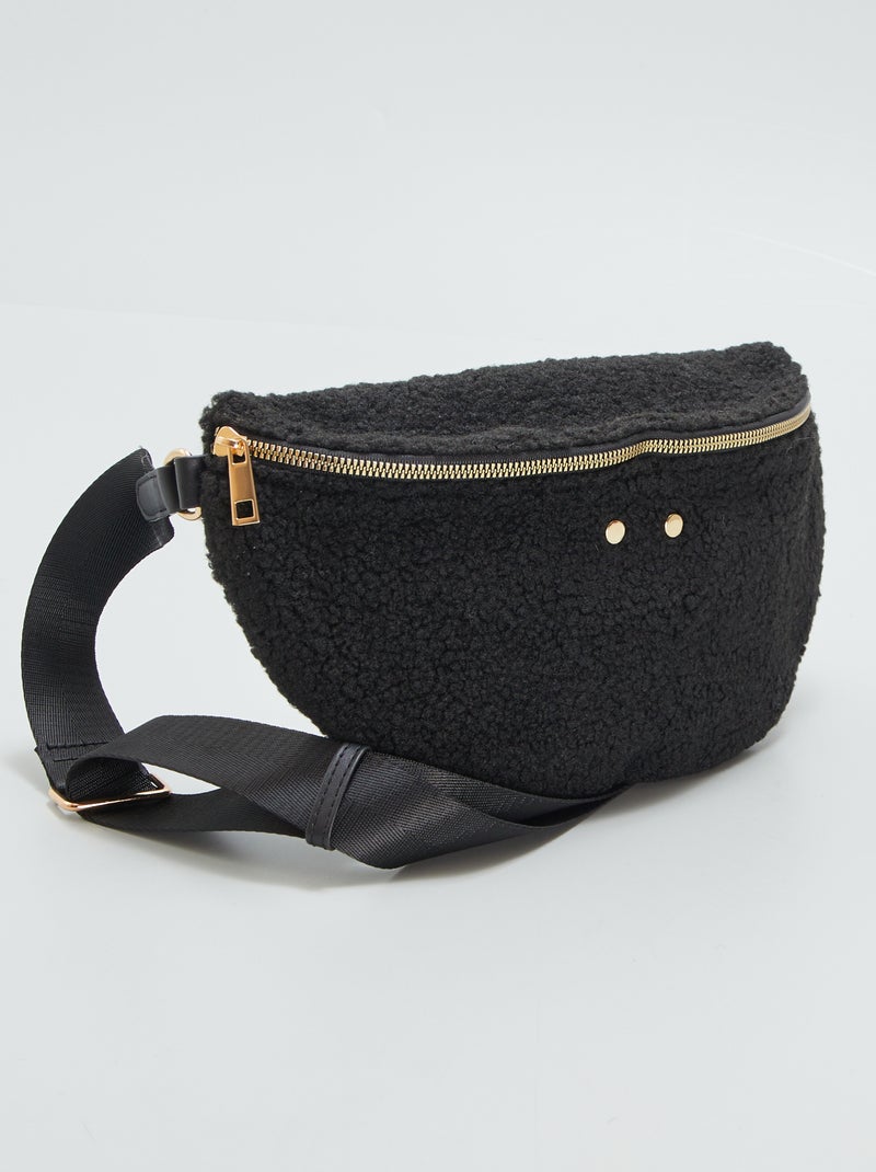 Sac banane effet moutonné Noir - Kiabi