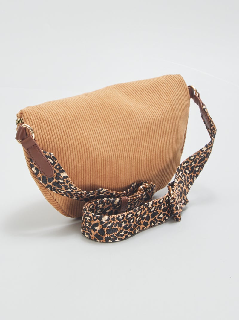 Sac banane en velours avec patch brodé Marron - Kiabi