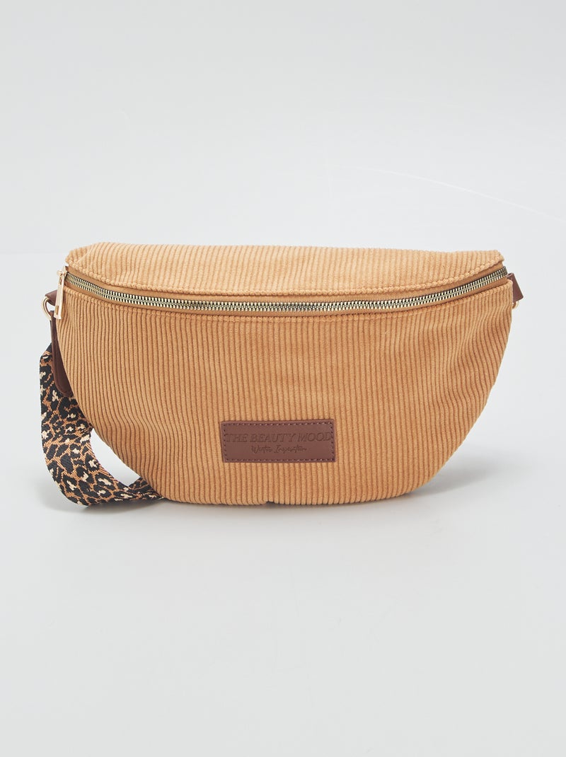Sac banane en velours avec patch brodé Marron - Kiabi