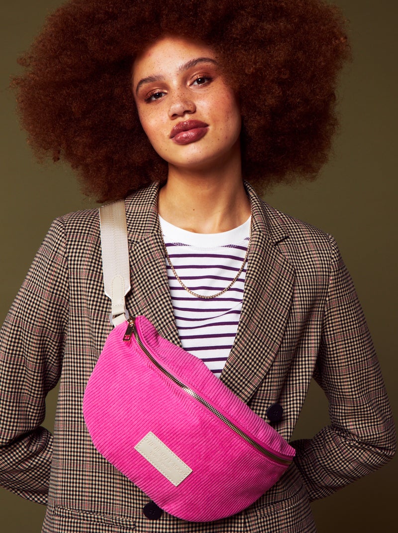 Sac banane en velours avec patch brodé Rose - Kiabi