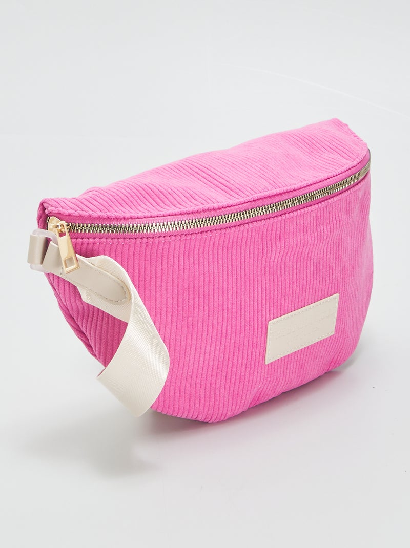 Sac banane en velours avec patch brodé Rose - Kiabi