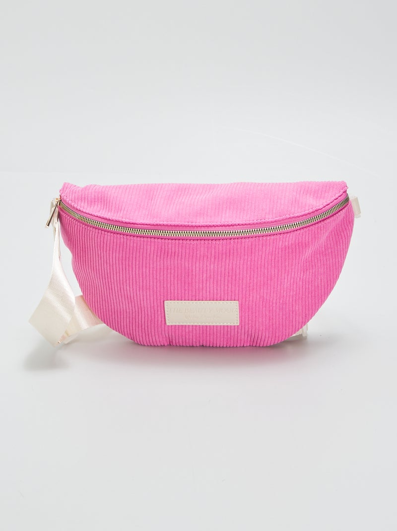 Sac banane en velours avec patch brodé Rose - Kiabi