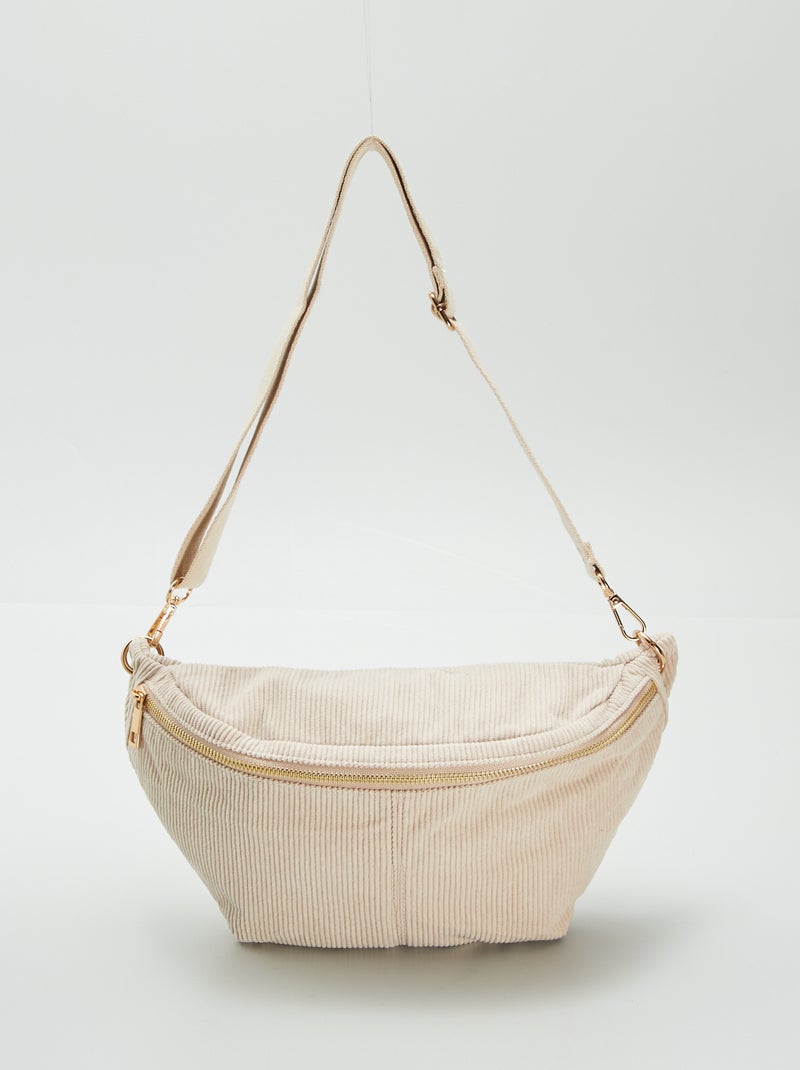 Sac banane en velours côtelé Beige - Kiabi