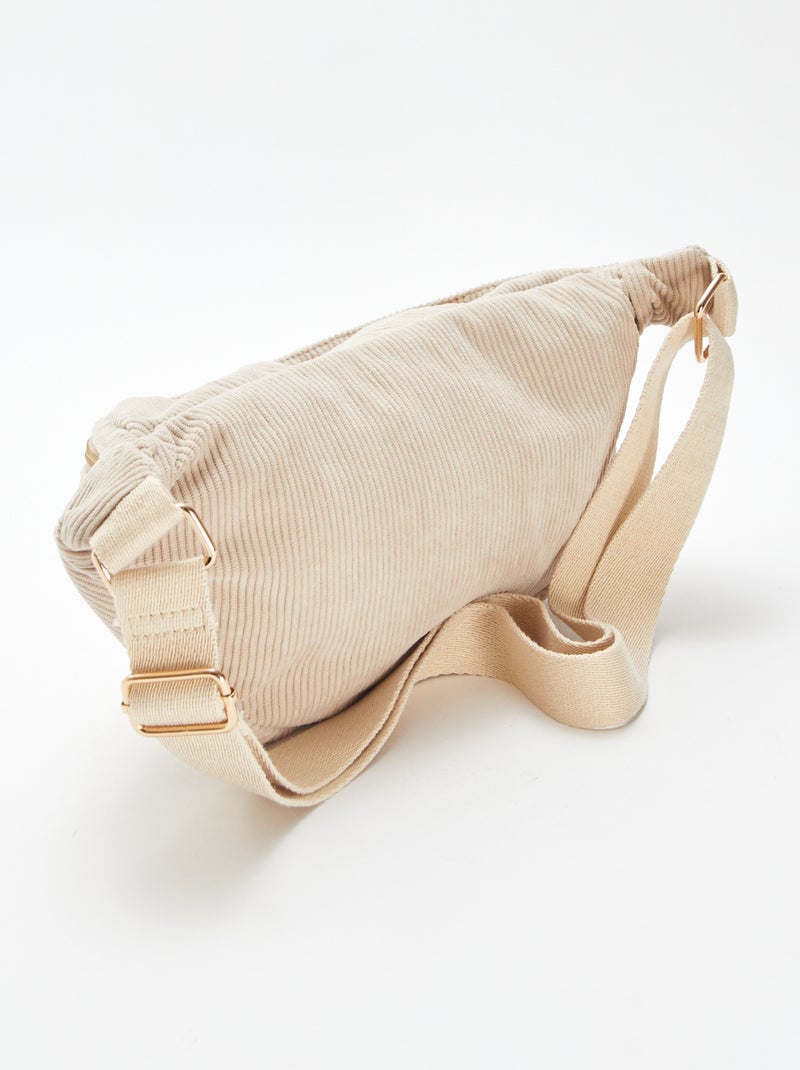 Sac banane en velours côtelé beige - Kiabi