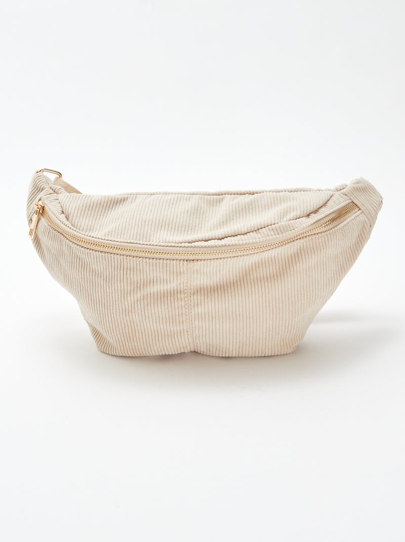 Sac banane en velours côtelé beige - Kiabi