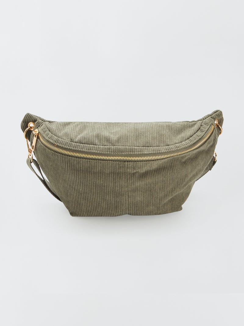 Sac banane en velours côtelé Kaki - Kiabi