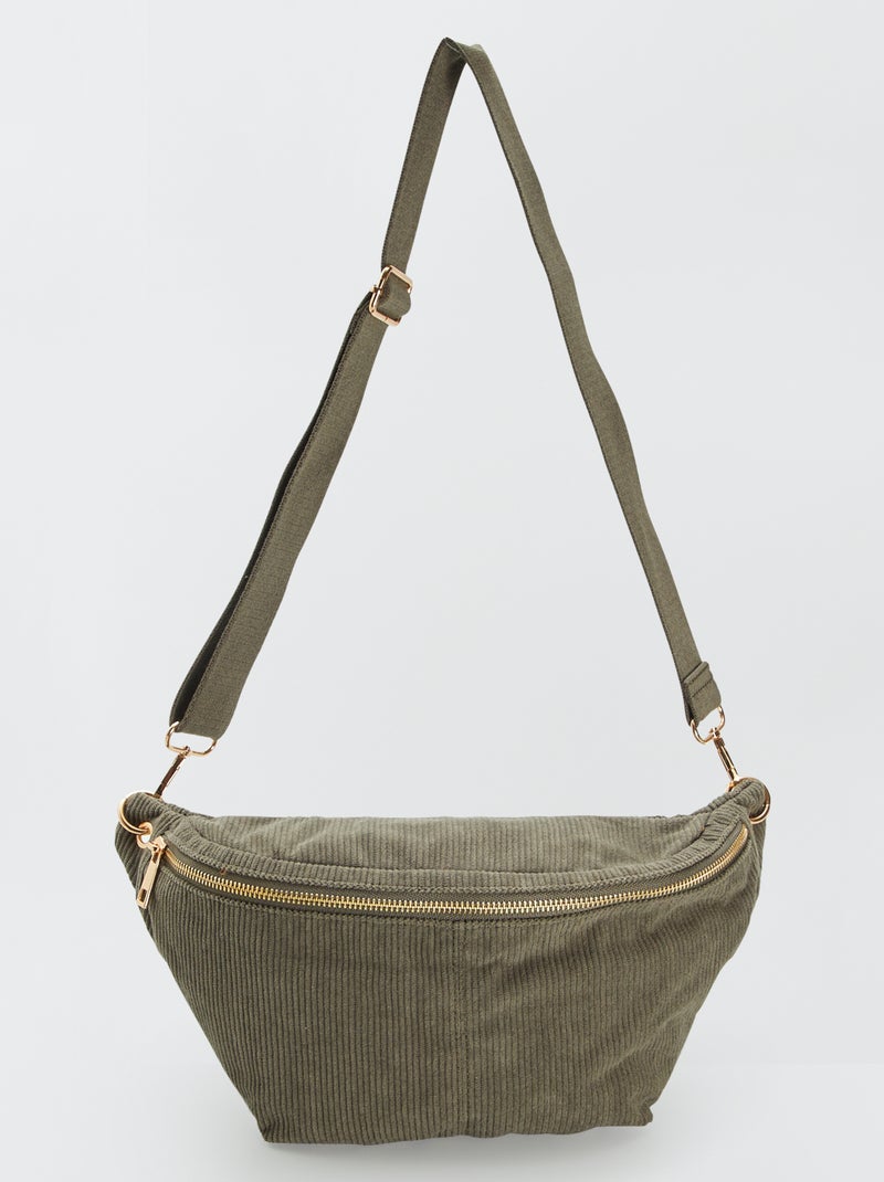 Sac banane en velours côtelé Kaki - Kiabi