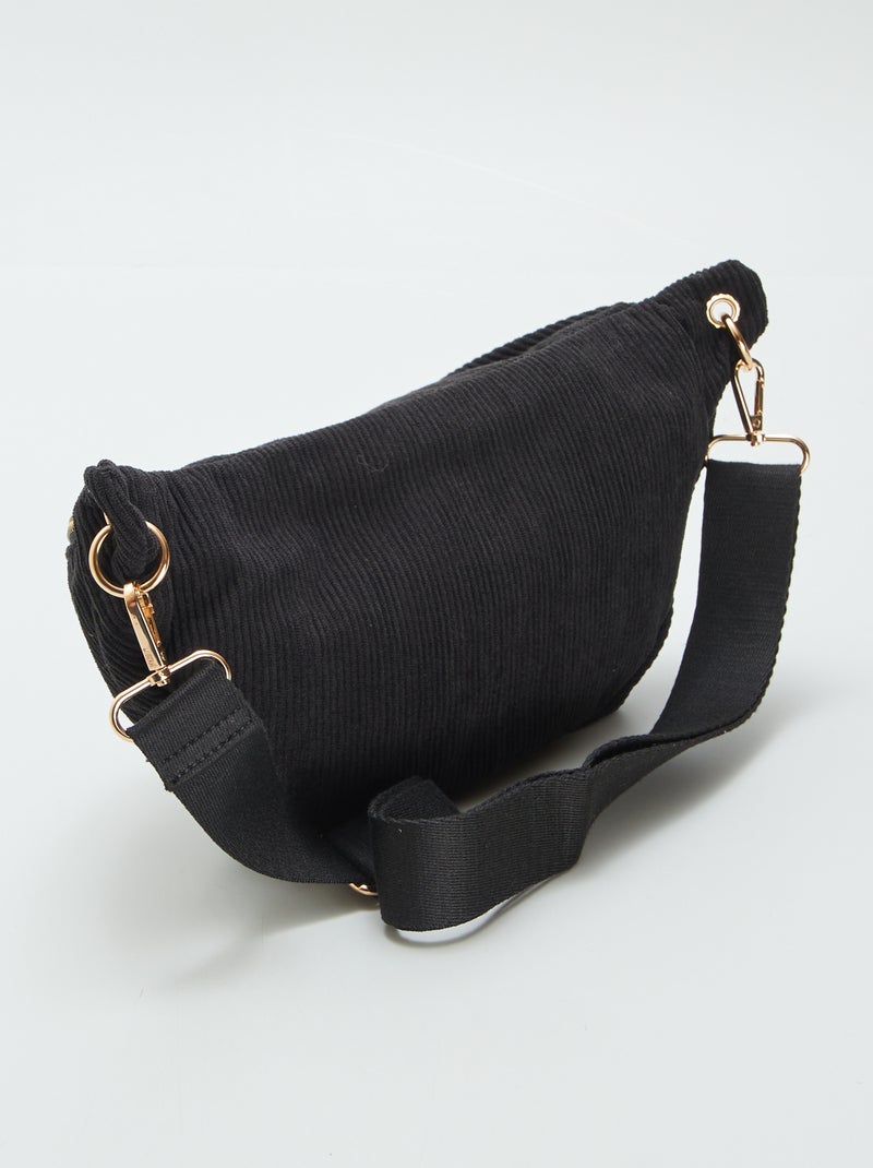 Sac banane en velours côtelé Noir - Kiabi