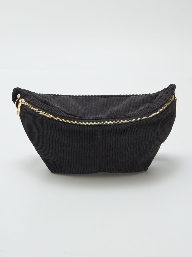 Sac banane en velours côtelé Noir - Kiabi