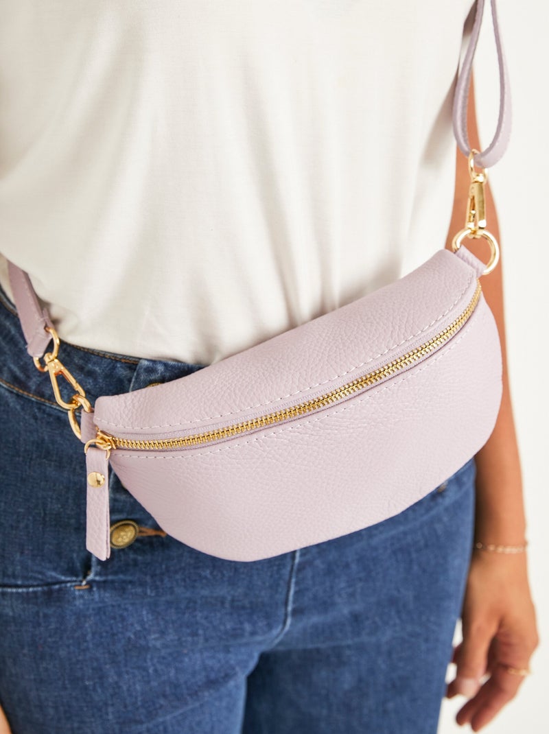 Sac banane femme en cuir grainé Mauve lilas - Kiabi