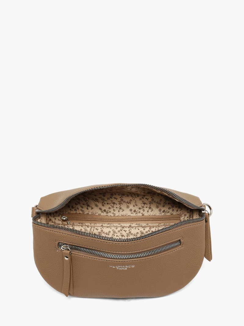 Sac banane flora & co toile enduite Taupe - Kiabi