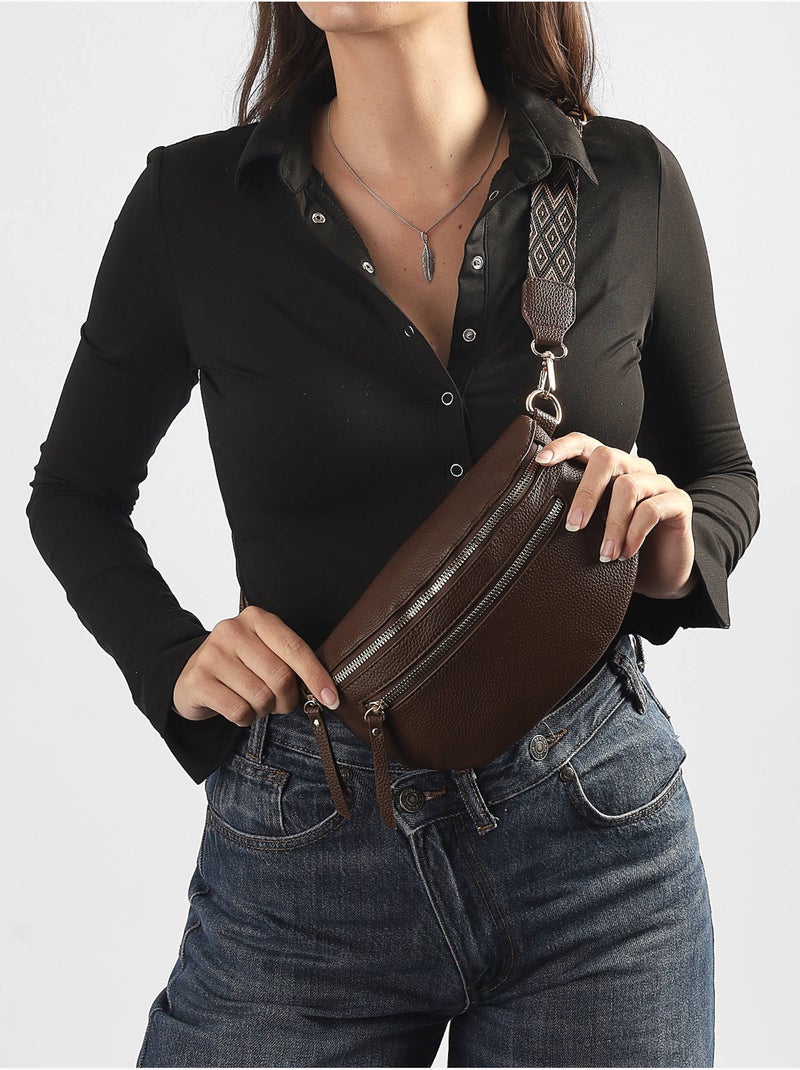 Sac banane gallantry toile enduite Marron caramel - Kiabi