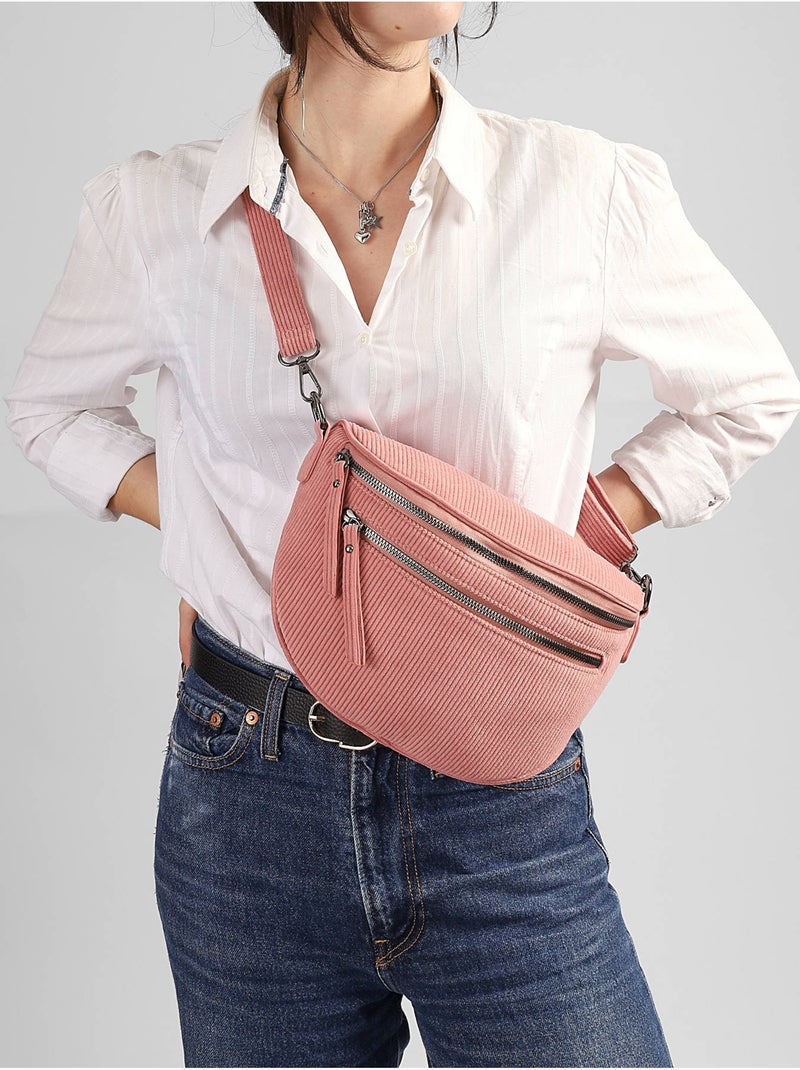 Sac banane gallantry toile enduite Rose pastel - Kiabi