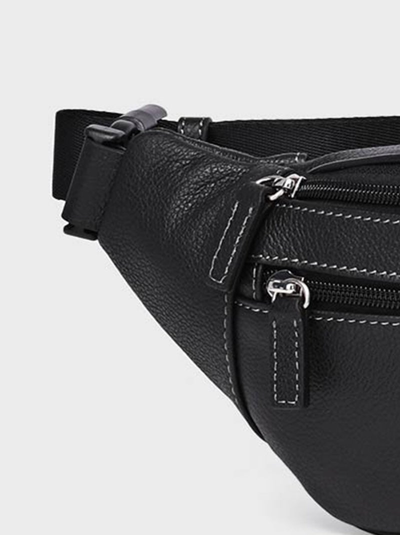 Sac banane homme en cuir Noir - Kiabi