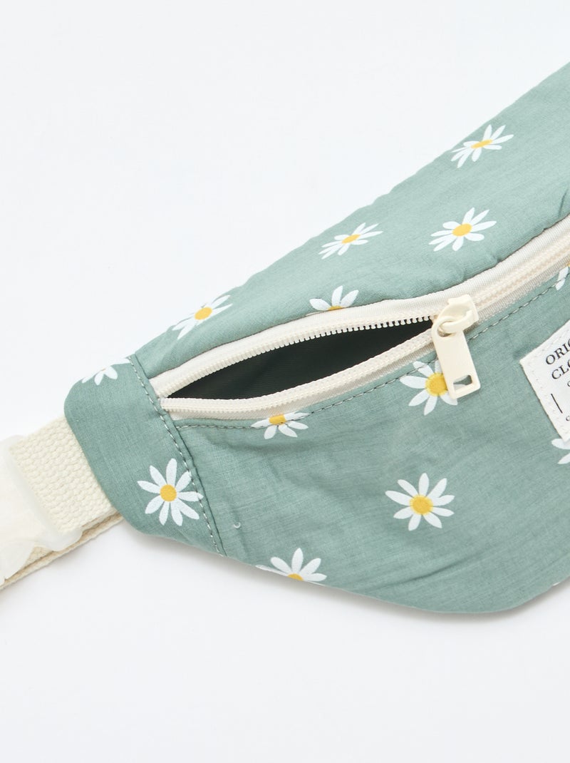 Sac banane imprimé all-over fleuri en coton Vert - Kiabi