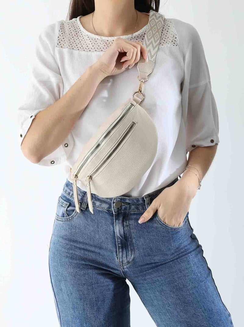 Sac Banane Miniprix Toile Enduite Beige - Kiabi