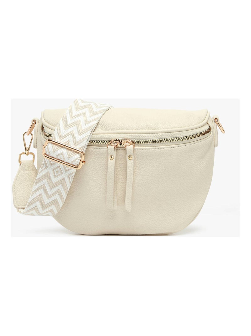 Sac Banane Miniprix Toile Enduite Beige/Blanc - Kiabi