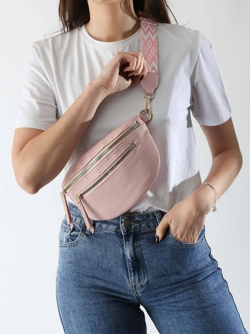 Sac Banane Miniprix Toile Enduite Blanc Rose clair - Kiabi