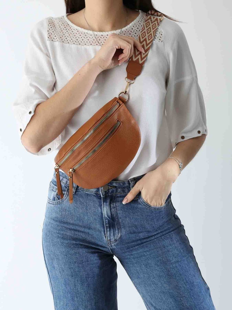 Sac Banane Miniprix Toile Enduite Marron - Kiabi