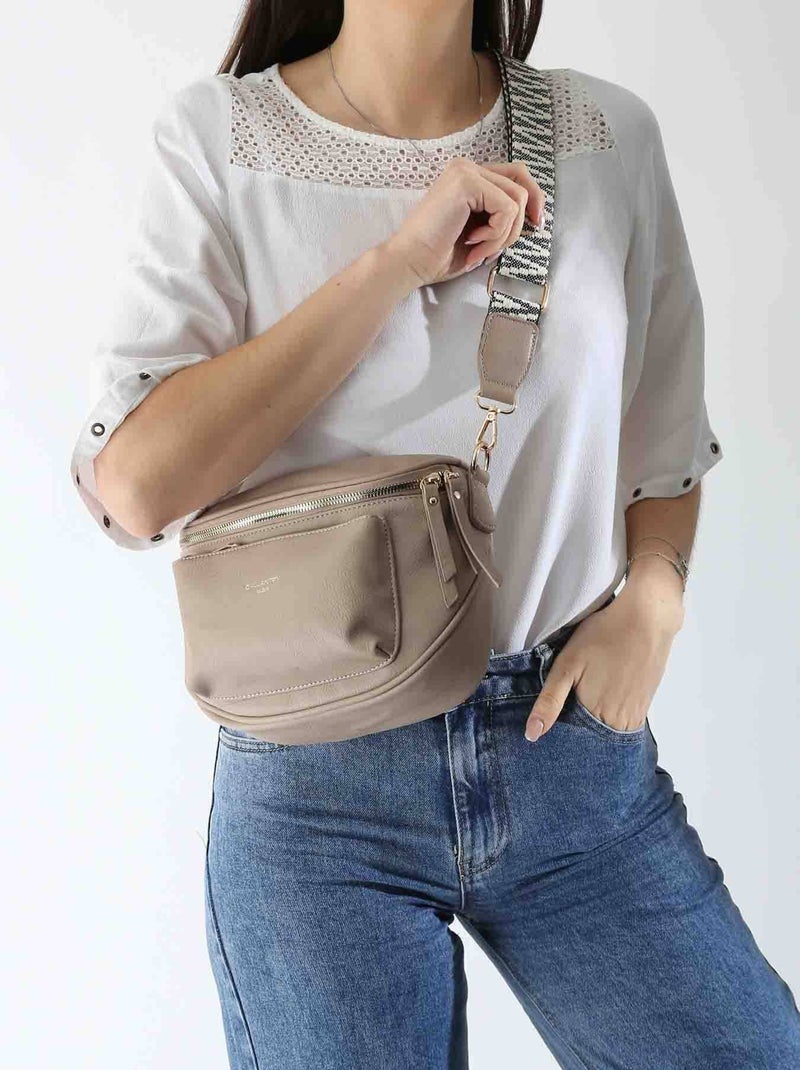 Sac Banane Miniprix Toile Enduite Taupe - Kiabi