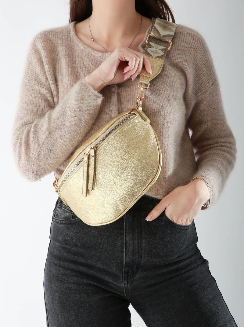 Sac Banane Miniprix Toile Enduite Taupe/Doré - Kiabi