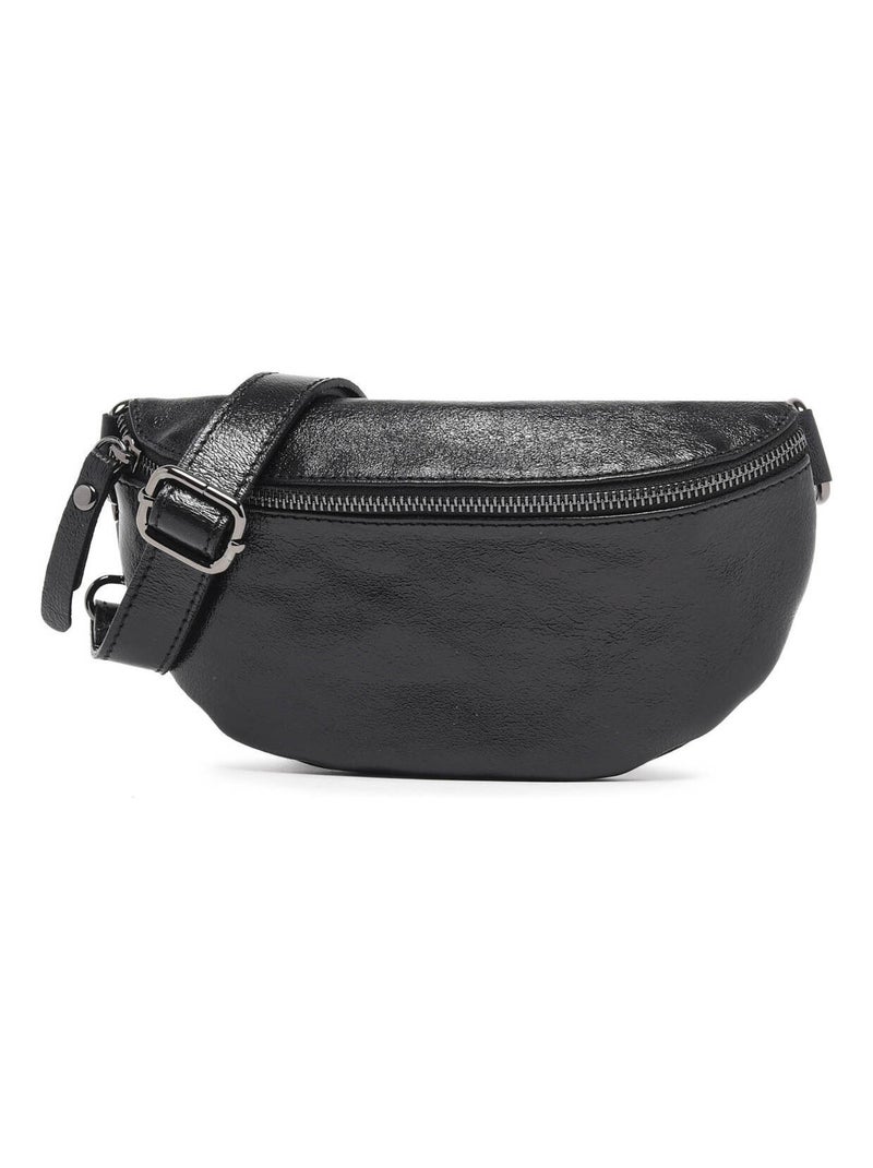 Sac Banane Nine Cuir Milano Cuir De Vachette Noir Noir - Kiabi