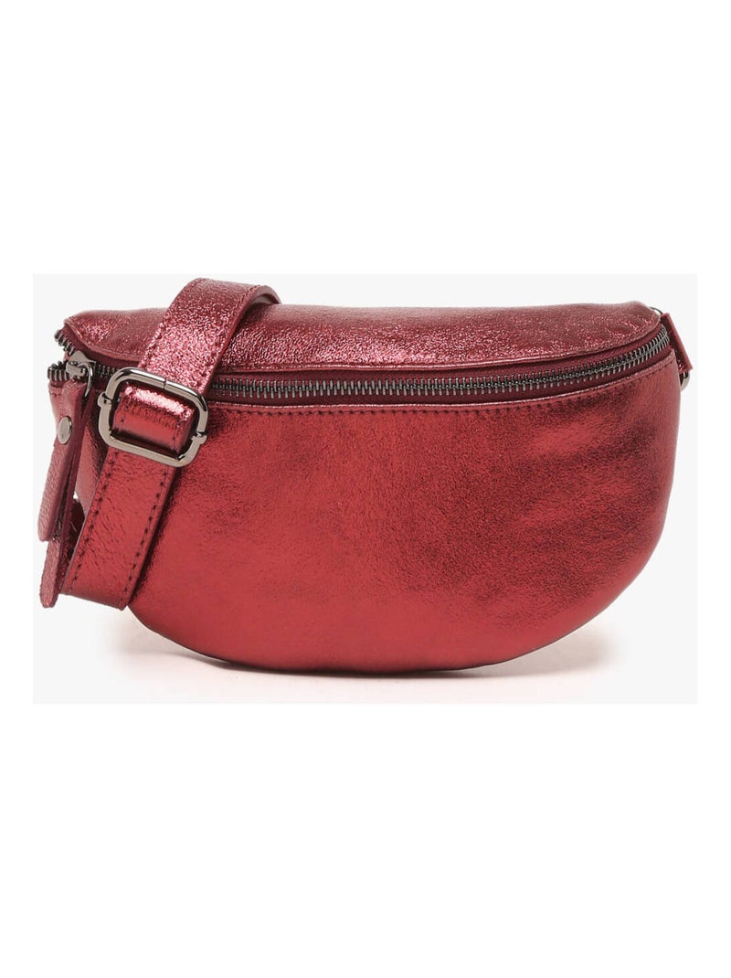 Sac Banane Nine Cuir Milano Cuir De Vachette Rouge pourpre - Kiabi