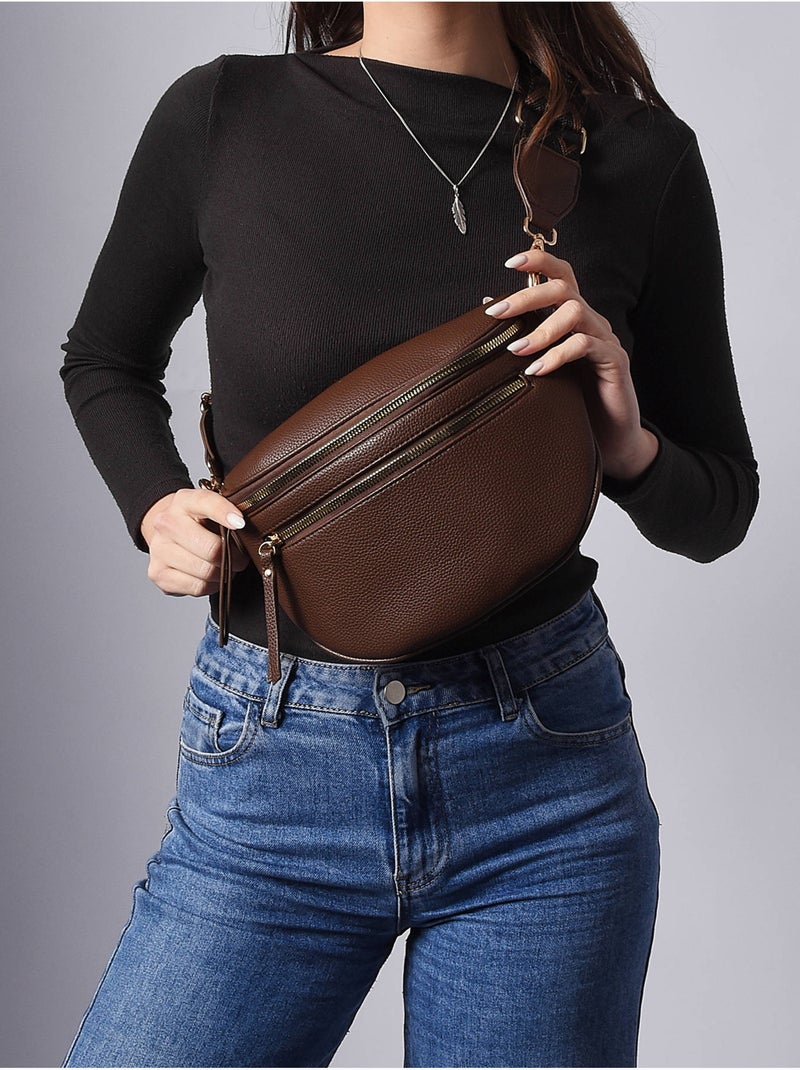 Sac banane sangle gallantry toile enduite Marron caramel - Kiabi