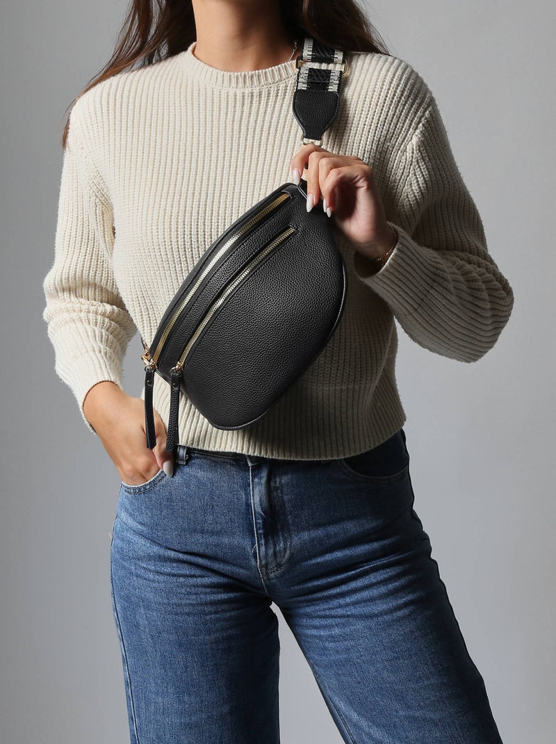 Sac banane sangle gallantry toile enduite Noir - Kiabi