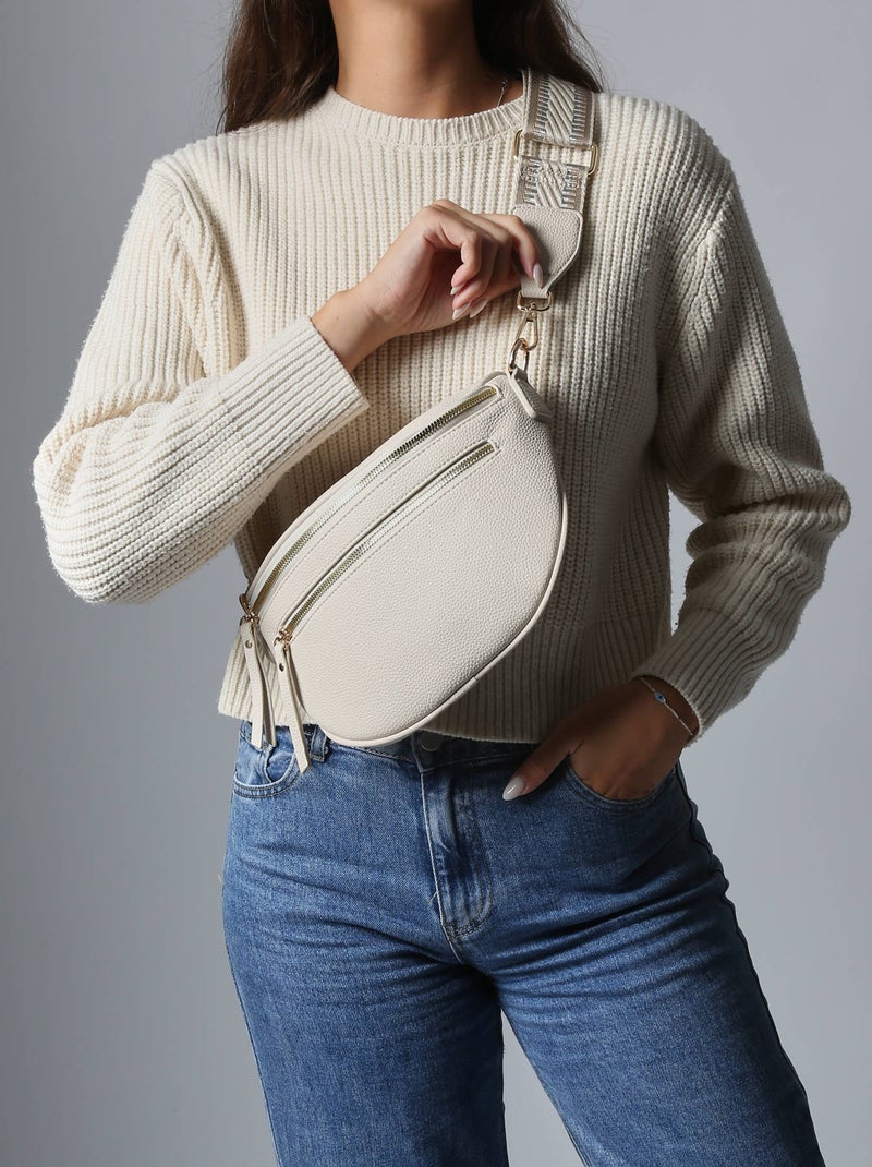 Sac Banane Sangle Miniprix Toile Enduite Beige - Kiabi