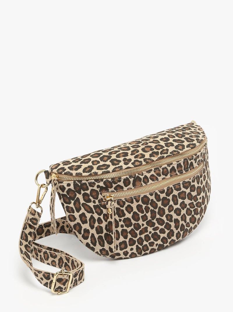 Sac Banane Velvet Leopardo Cuir Milano Cuir De Vachette Noir Marron - Kiabi