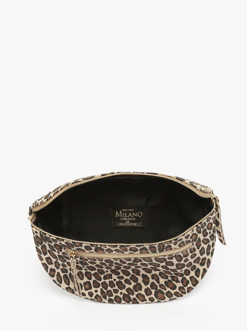 Sac Banane Velvet Leopardo Cuir Milano Cuir De Vachette Noir Marron - Kiabi