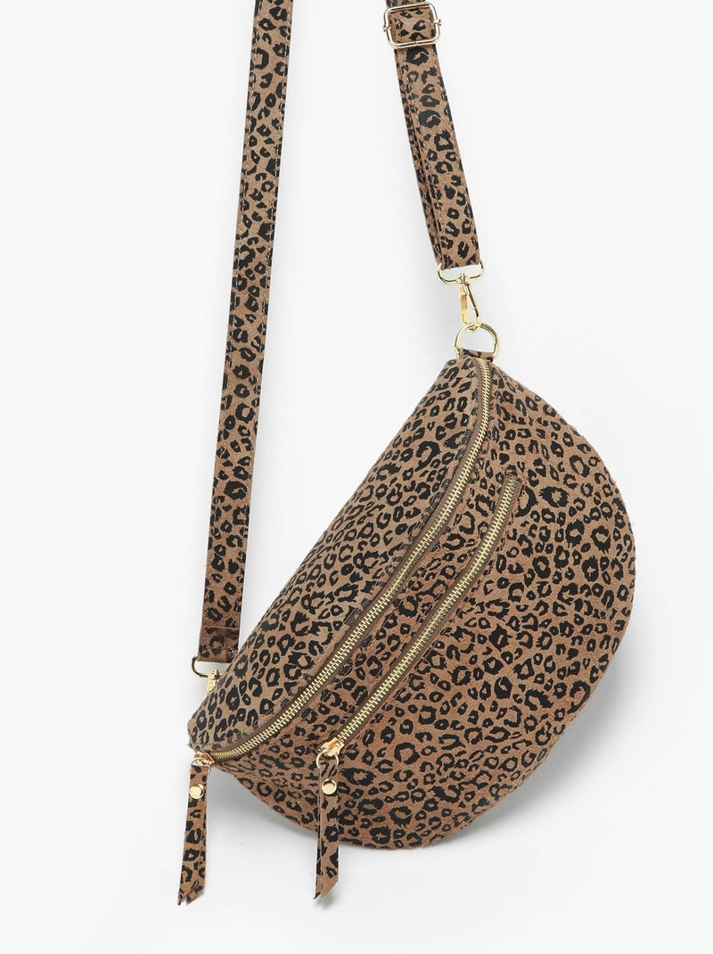 Sac Banane Velvet Leopardo Cuir Milano Cuir De Vachette Taupe - Kiabi