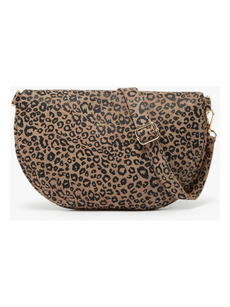 Sac Banane Velvet Leopardo Cuir Milano Cuir De Vachette Taupe - Kiabi