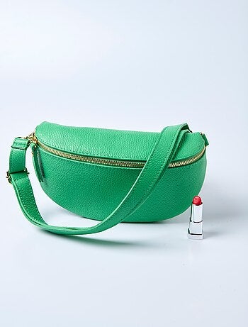 Sac banane zippé en cuir avec bandoulière