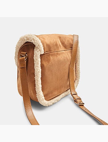 Sac bandoulière avec insert en fausse fourrure