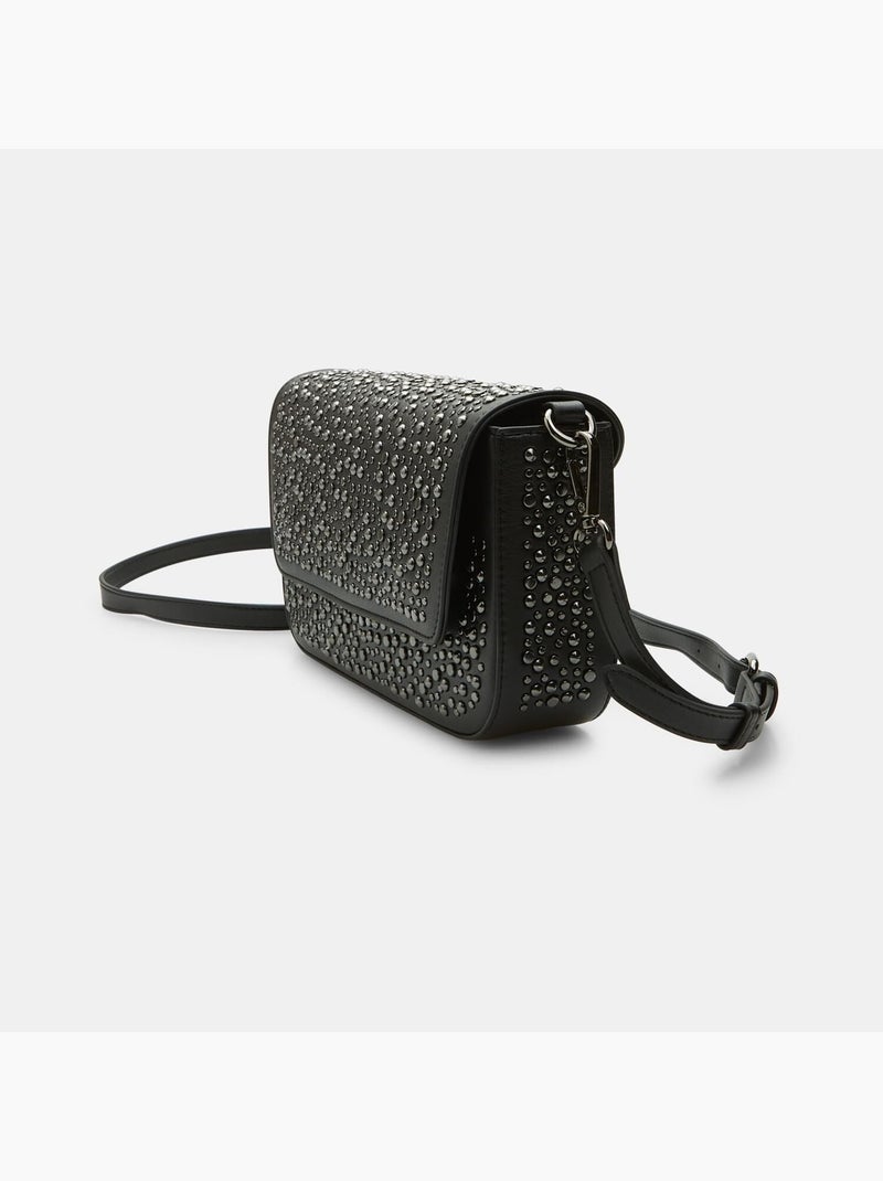 Sac bandoulière avec rivets Noir - Kiabi