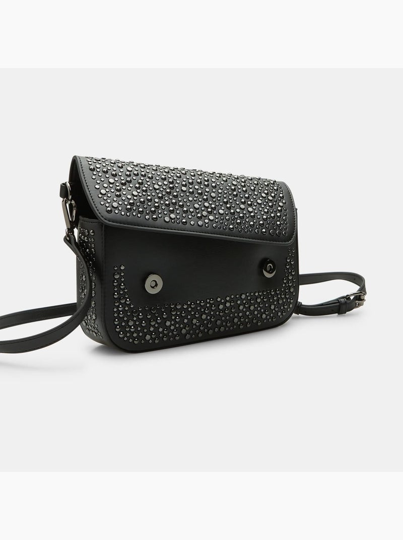 Sac bandoulière avec rivets Noir - Kiabi