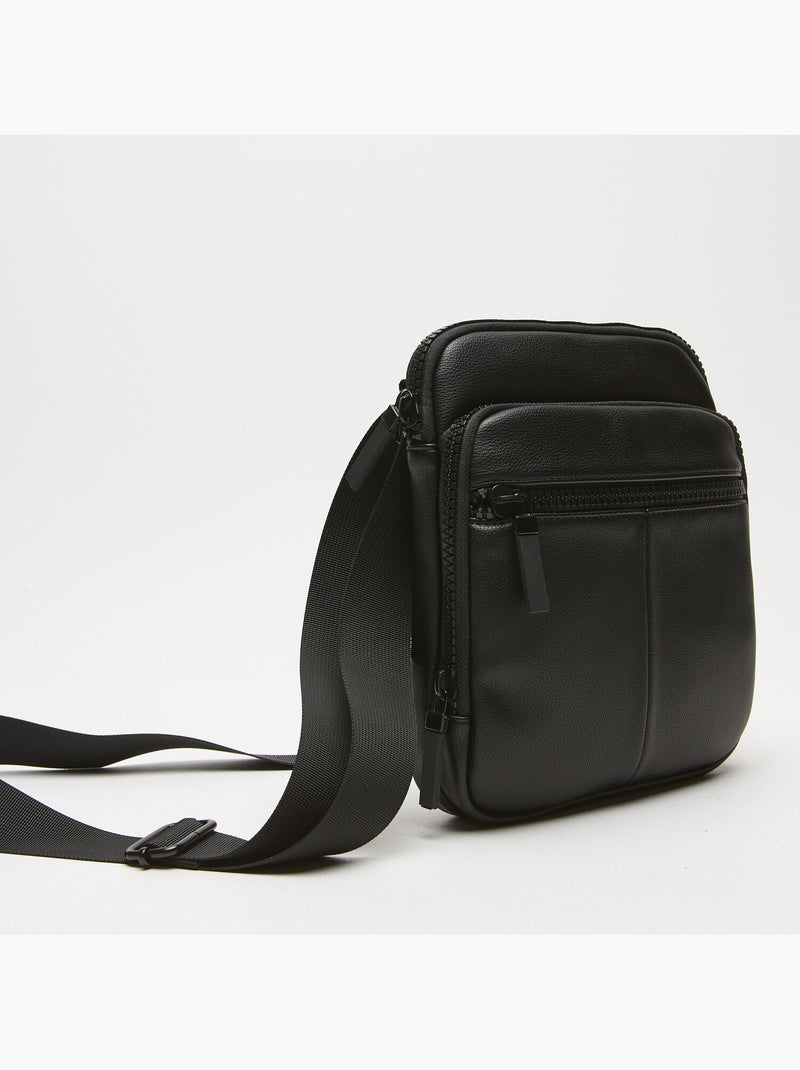 Sac bandoulière avec triple zip Noir - Kiabi
