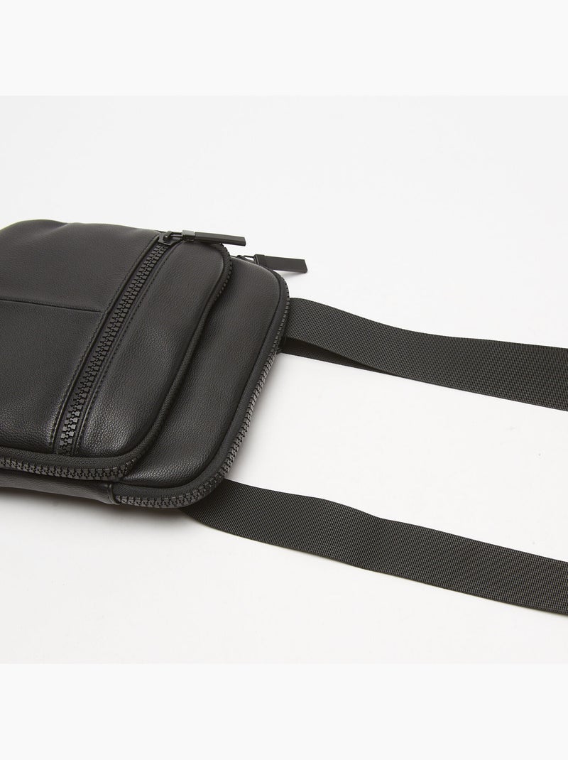 Sac bandoulière avec triple zip Noir - Kiabi