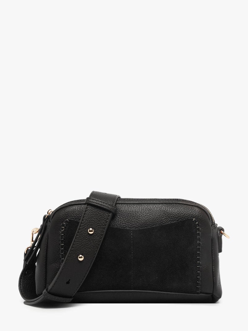 Sac Bandoulière Brodery Torrow Cuir Garni Synthetique Noir - Kiabi