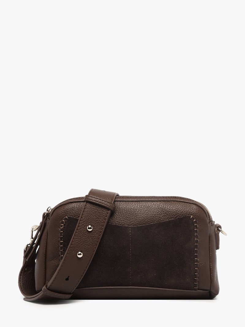 Sac Bandoulière Brodery Torrow Cuir Garni Synthetique Noir Marron Noir - Kiabi