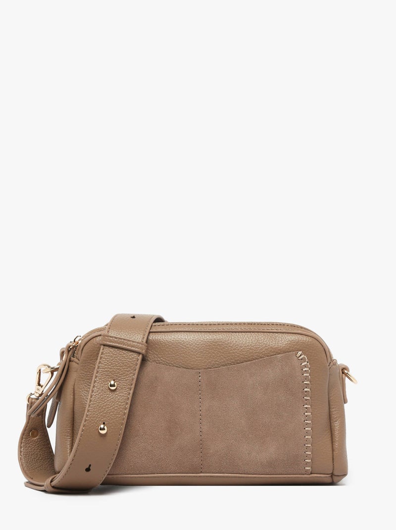 Sac Bandoulière Brodery Torrow Cuir Garni Synthetique Taupe - Kiabi