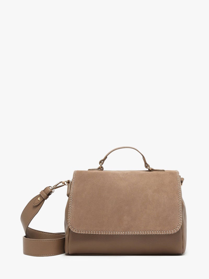 Sac Bandoulière Brodery Torrow Cuir Garni Synthetique Taupe - Kiabi