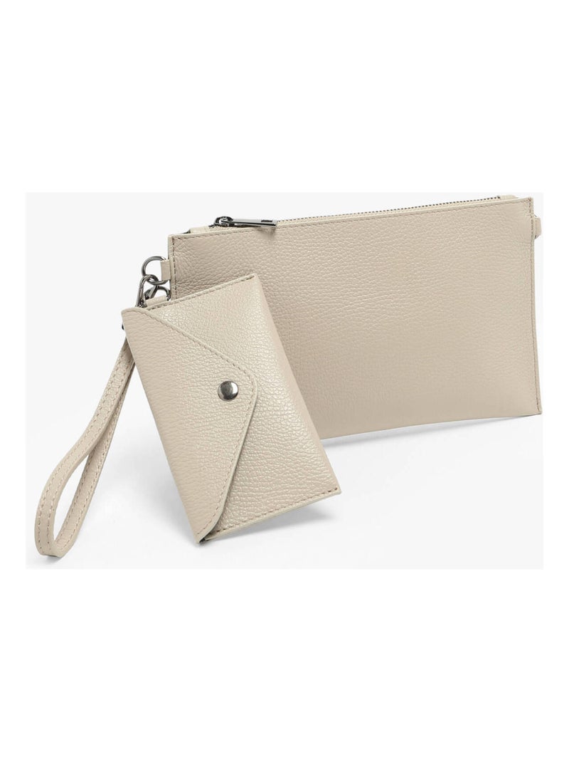 Sac Bandoulière Caviar Cuir Milano Cuir De Vachette Beige clair - Kiabi