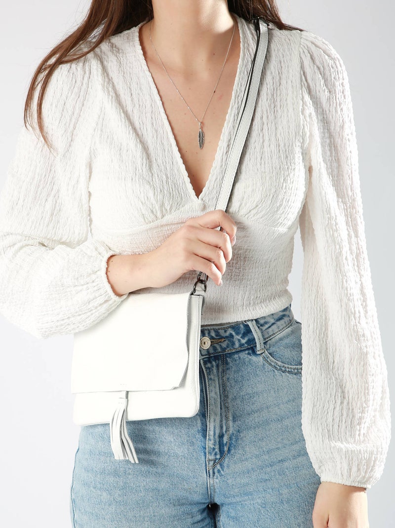 Sac Bandoulière Caviar Cuir Milano Cuir De Vachette Blanc Blanc Blanc - Kiabi