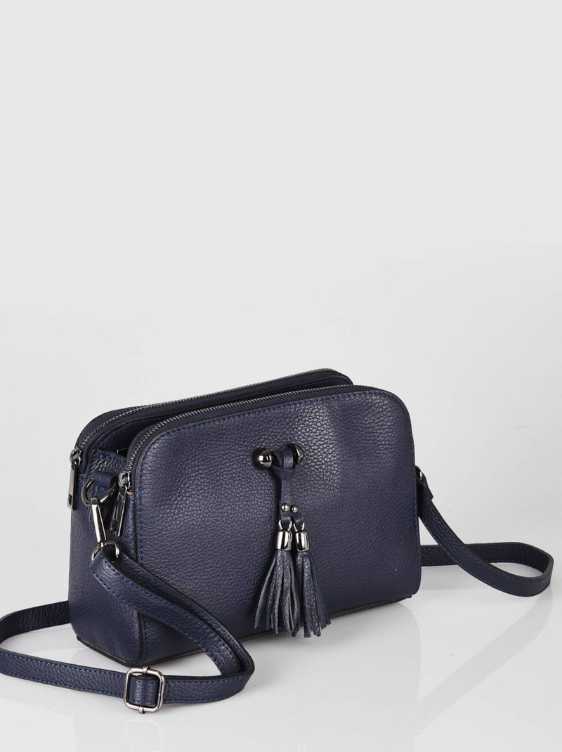 Sac Bandouliere Caviar Cuir Milano Cuir De Vachette Bleu électrique - Kiabi