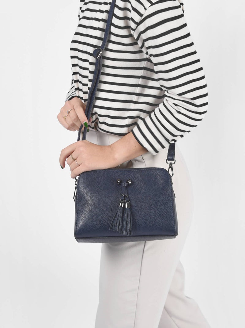 Sac Bandouliere Caviar Cuir Milano Cuir De Vachette Bleu électrique - Kiabi