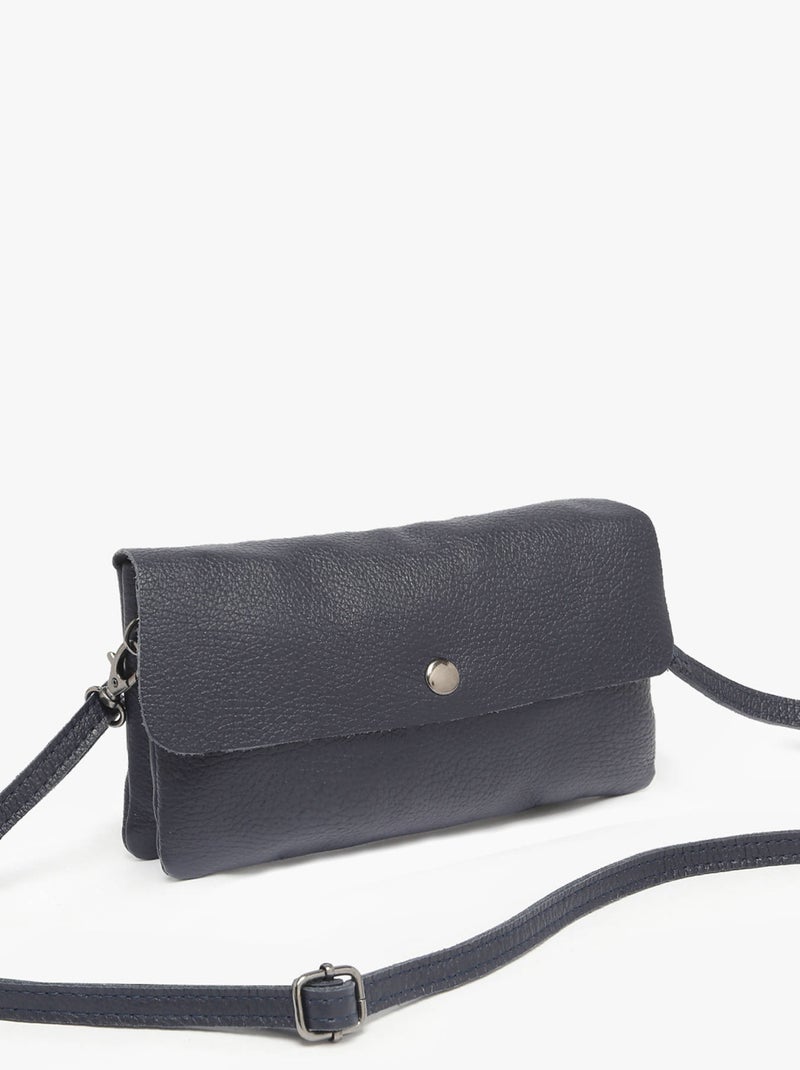 Sac Bandoulière Caviar Cuir Milano Cuir De Vachette Bleu électrique - Kiabi