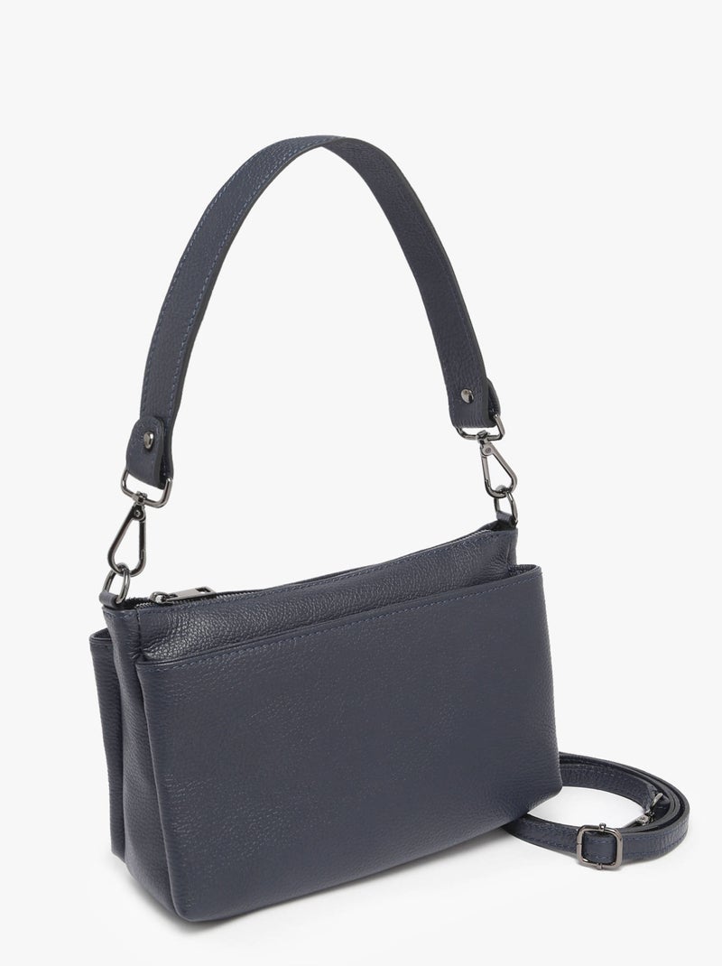 Sac Bandoulière Caviar Cuir Milano Cuir De Vachette Bleu électrique - Kiabi